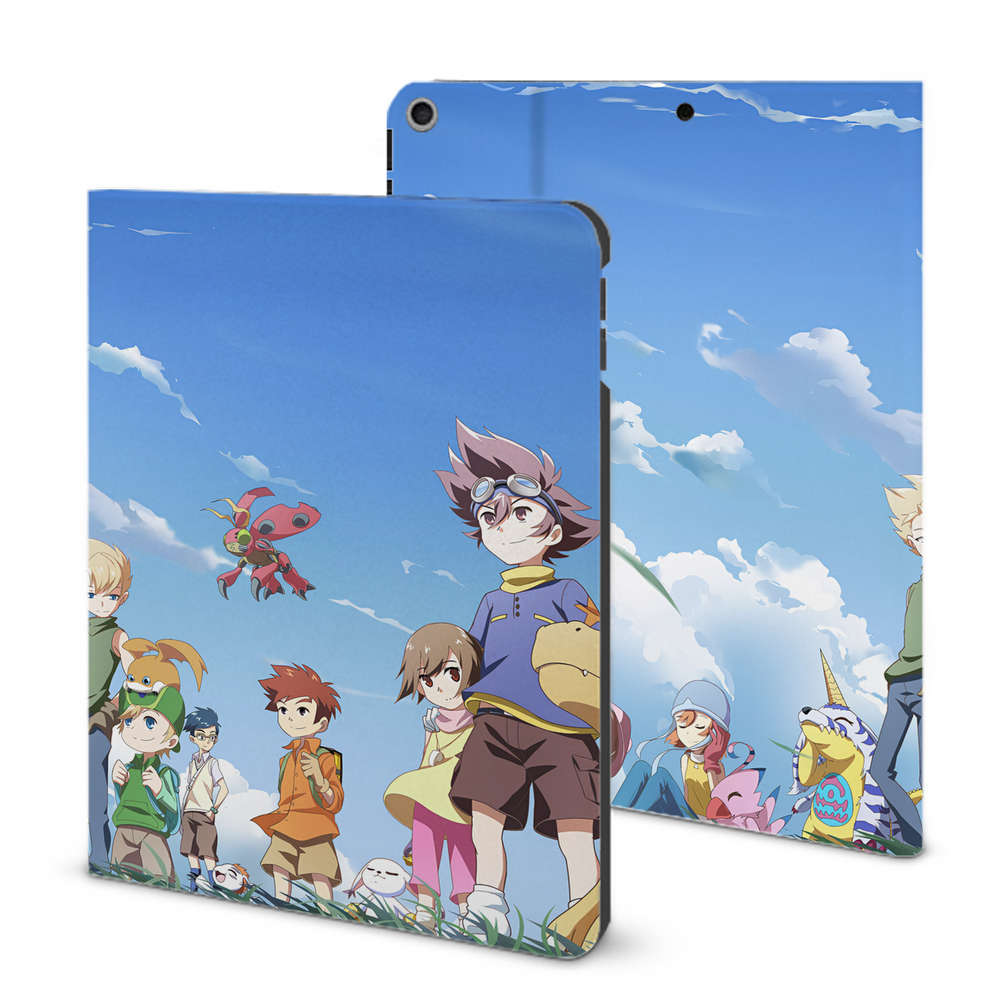（画像用） Digimon デジタルモンスター/デジモン IPad ケース ブック型 PUレザー TPU 耐衝撃 軽量 薄型 ペン収納なし 全面保護 IPad 各モデル対応